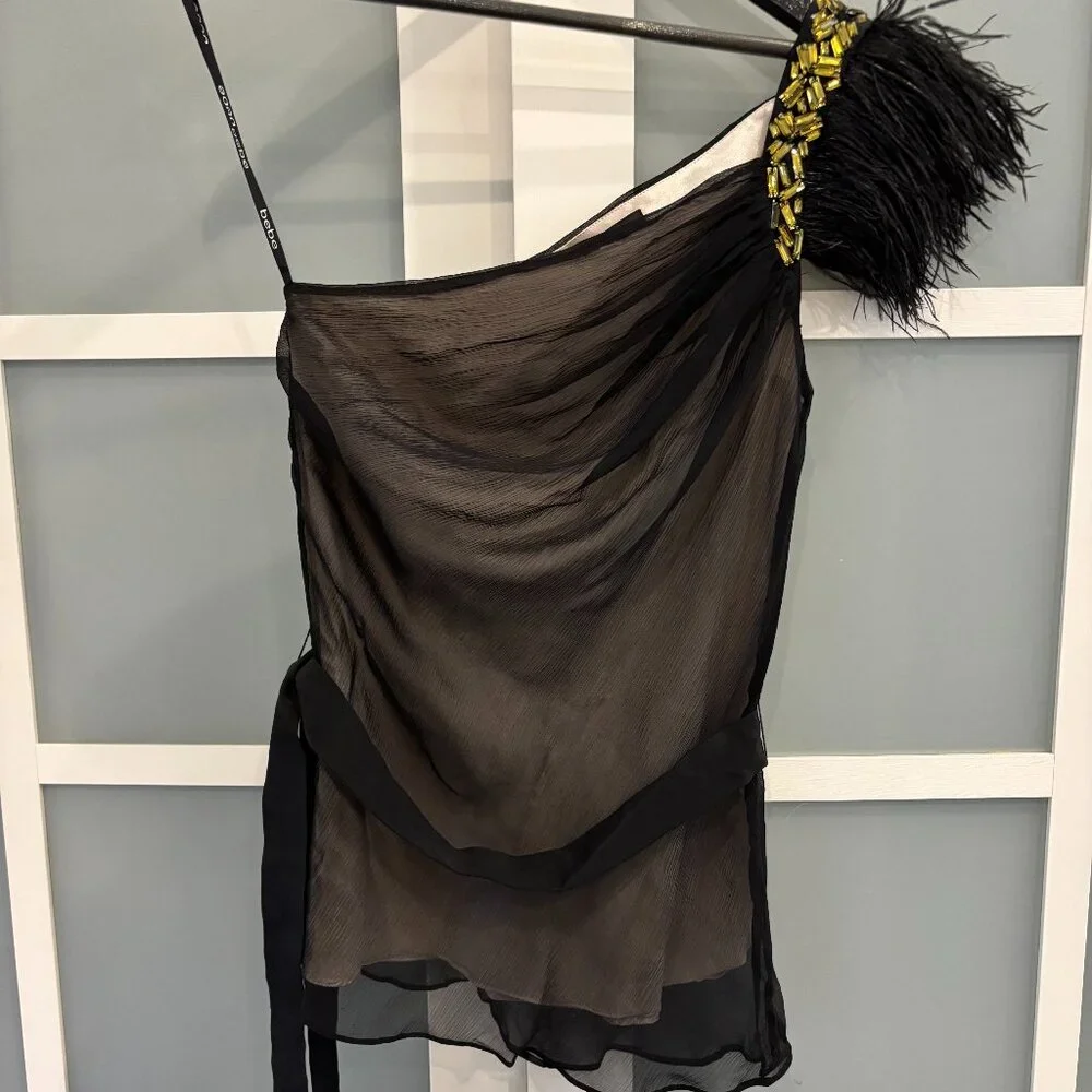 bebe Black and Gold Sheer Top - Picture 1 of 3